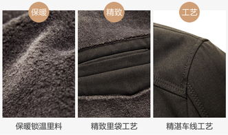 洋湖轩榭 秋冬加绒加厚拉链外套 翻领拉链外套厚款中年爸爸毛领合身中山装a